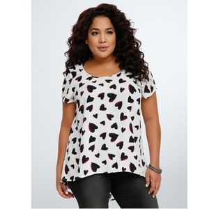 TORRID Heart Print Georgette Hi-Lo Blouse Size 3X